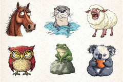 Funny Grumpy Animals Clipart Bundle 4 - CraftNest - Digital Crafting and Art