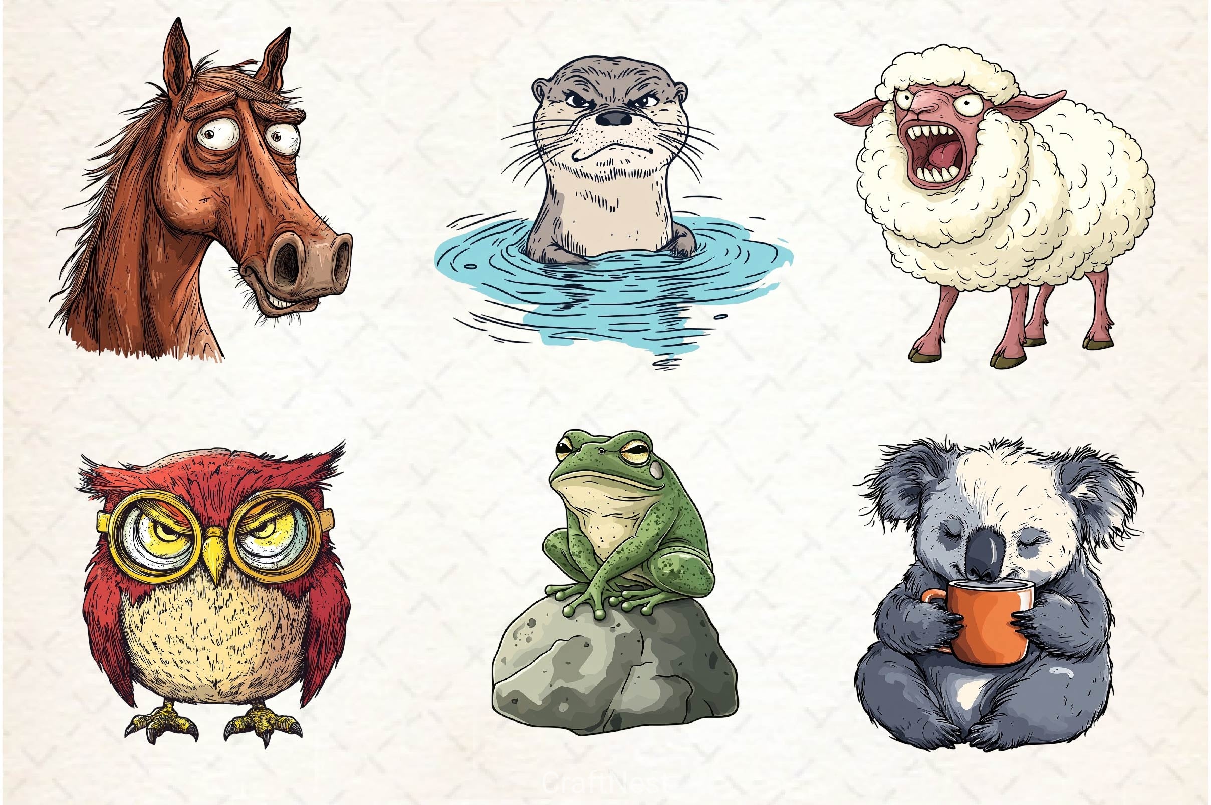Funny Grumpy Animals Clipart Bundle 4 - CraftNest - Digital Crafting and Art