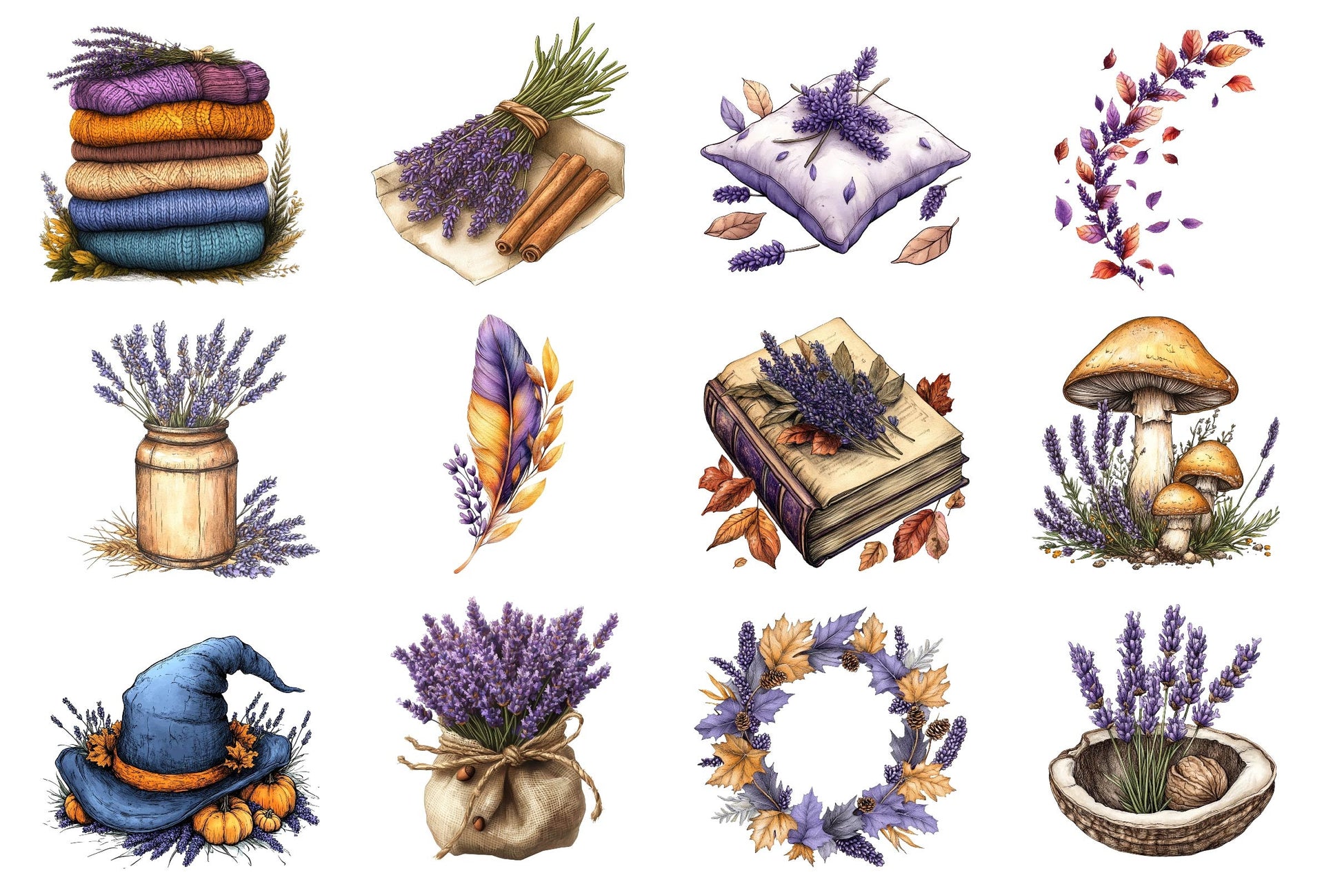 Lavender Fall Clipart Bundle 3 - CraftNest - Digital Crafting and Art