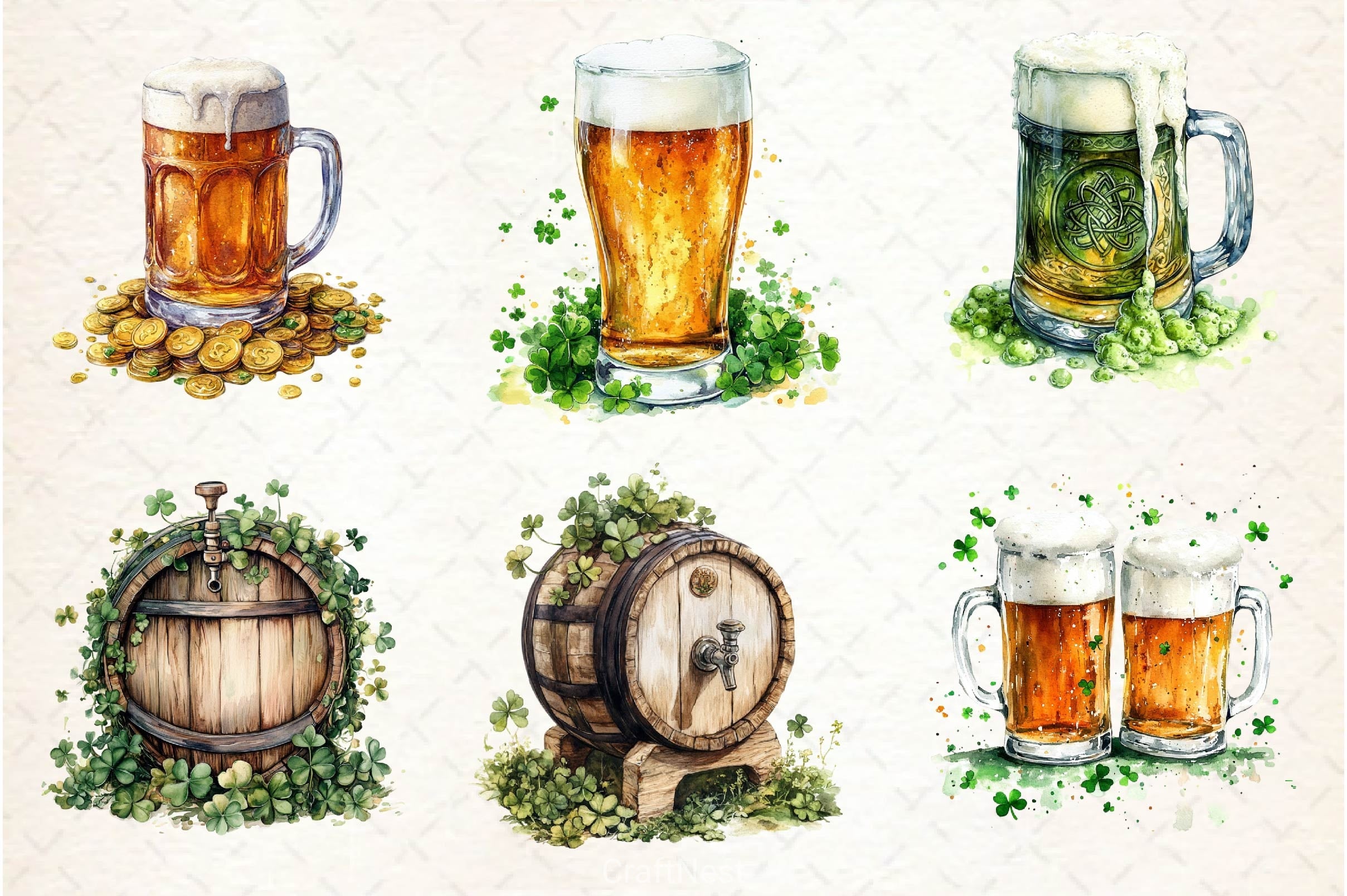 St Patrick's Day Beer Clipart Bundle - CraftNest - Digital Crafting and Art