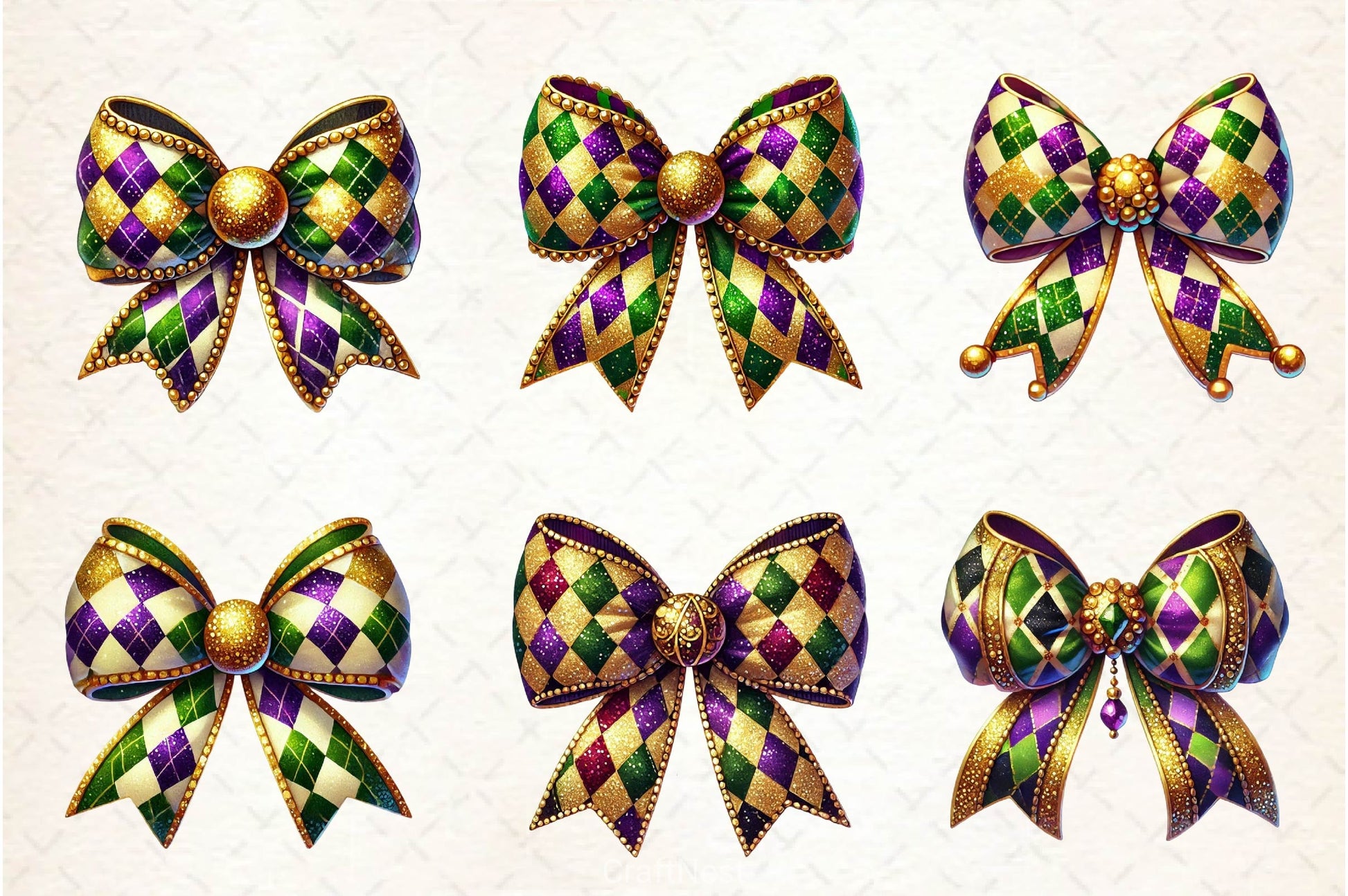 Mardi Gras Coquette Bow Clipart Bundle 2 - CraftNest - Digital Crafting and Art