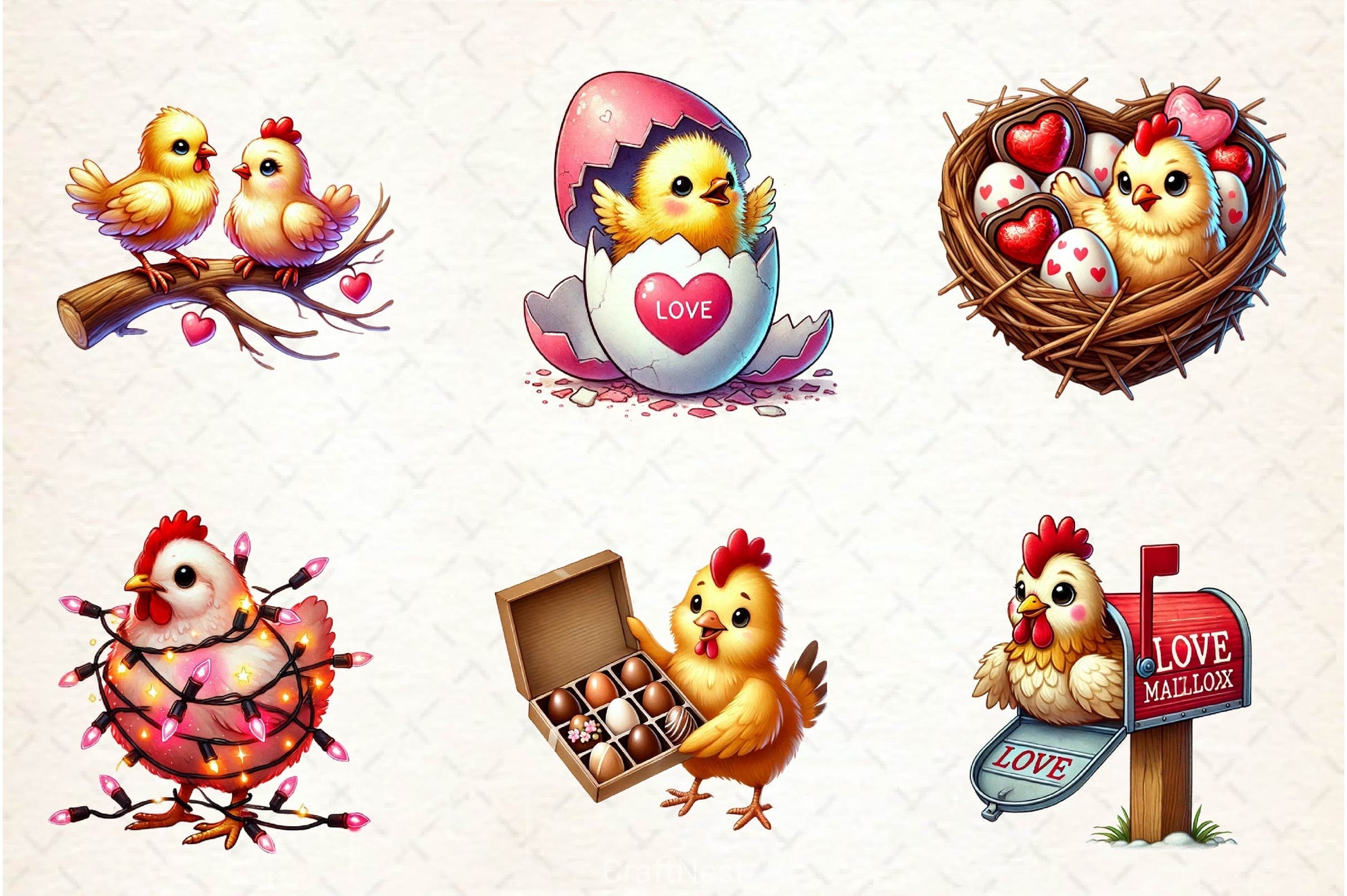 Valentines Day Chicken Clipart Bundle - CraftNest - Digital Crafting and Art