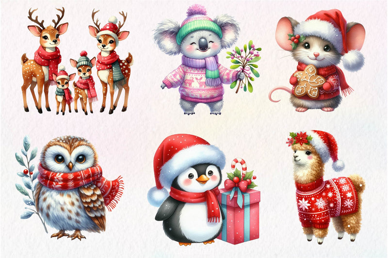 Christmas Cute Animals Clipart Bundle 1 - CraftNest - Digital Crafting and Art
