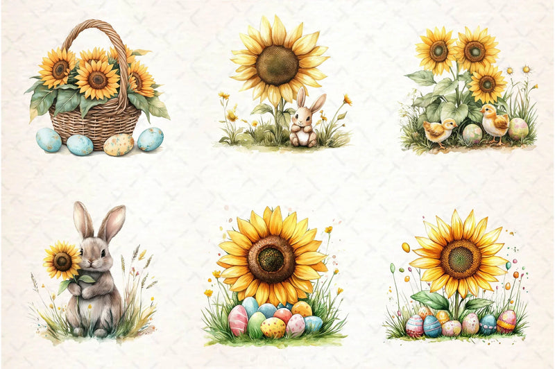 Easter Sunflowers Clipart Bundle 2 - CraftNest - Digital Crafting and Art