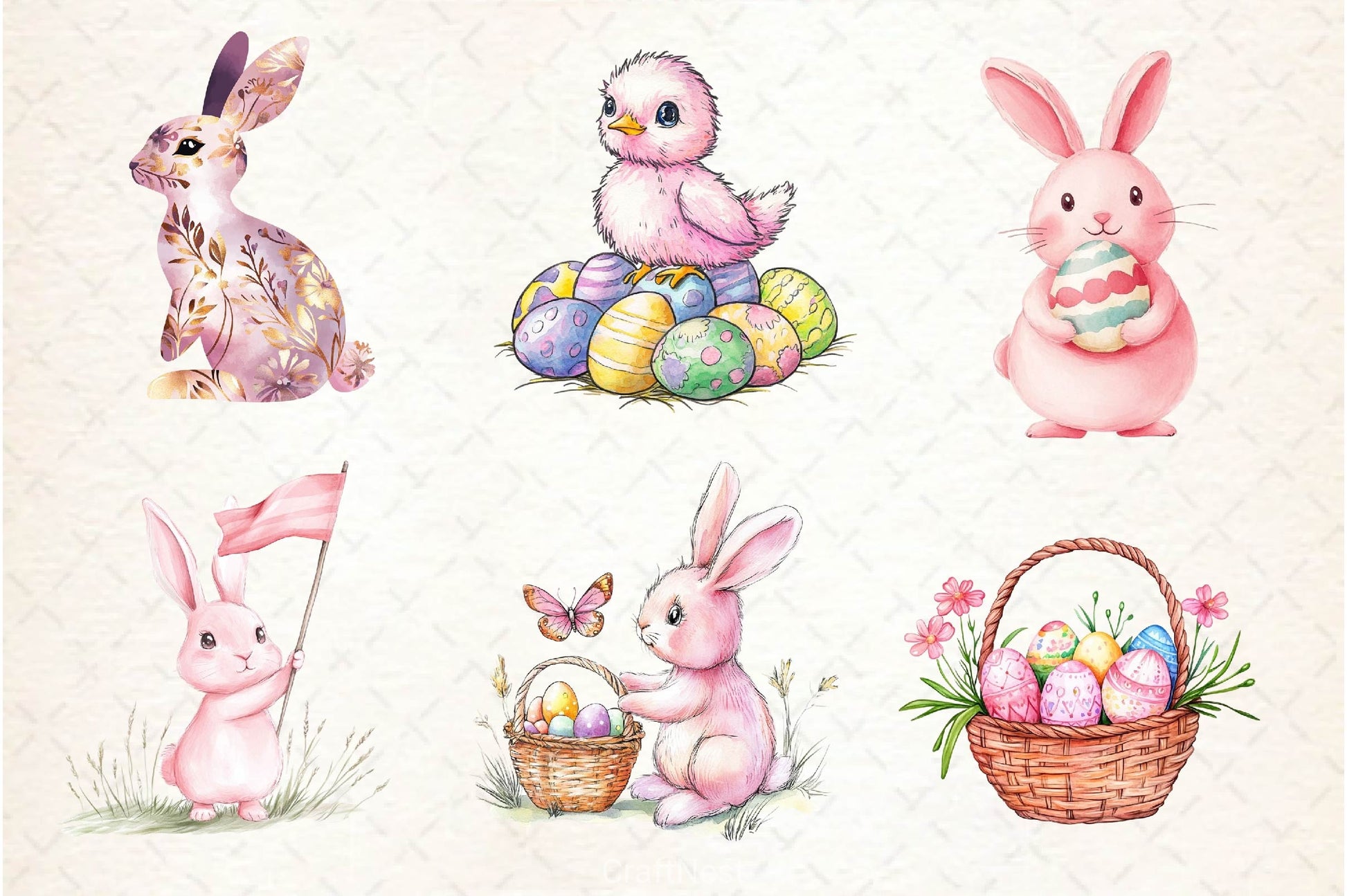 Pink Pastel Easter Clipart Bundle 6 - CraftNest - Digital Crafting and Art