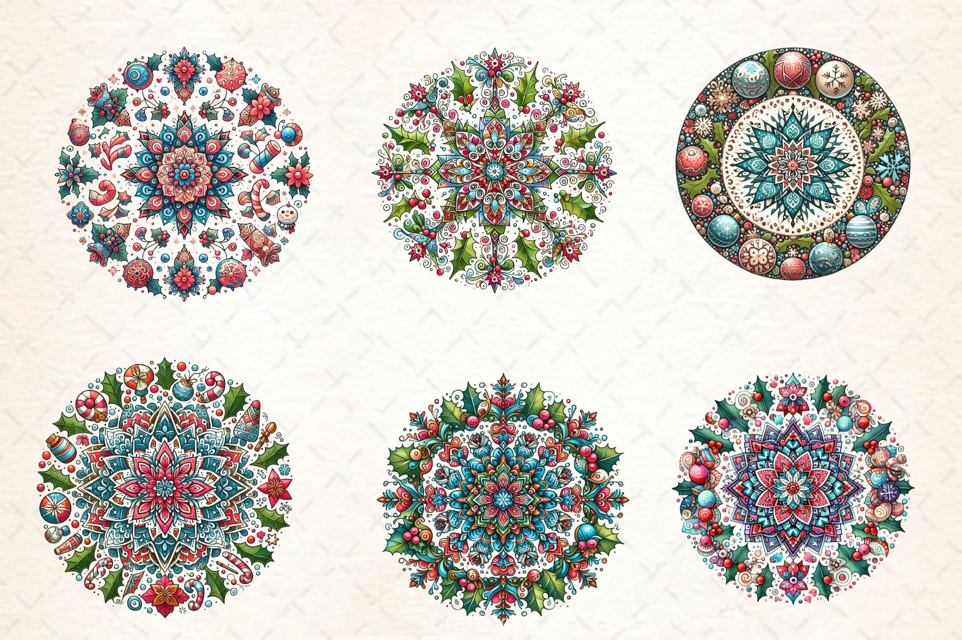 Boho Mandala Christmas Clipart Bundle - CraftNest - Digital Crafting and Art