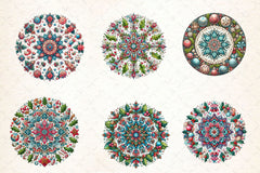 Boho Mandala Christmas Clipart Bundle - CraftNest - Digital Crafting and Art