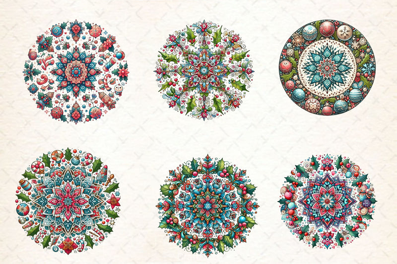 Boho Mandala Christmas Clipart Bundle - CraftNest - Digital Crafting and Art