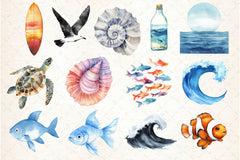 Minimalist Sea Clipart Bundle 4 - CraftNest - Digital Crafting and Art