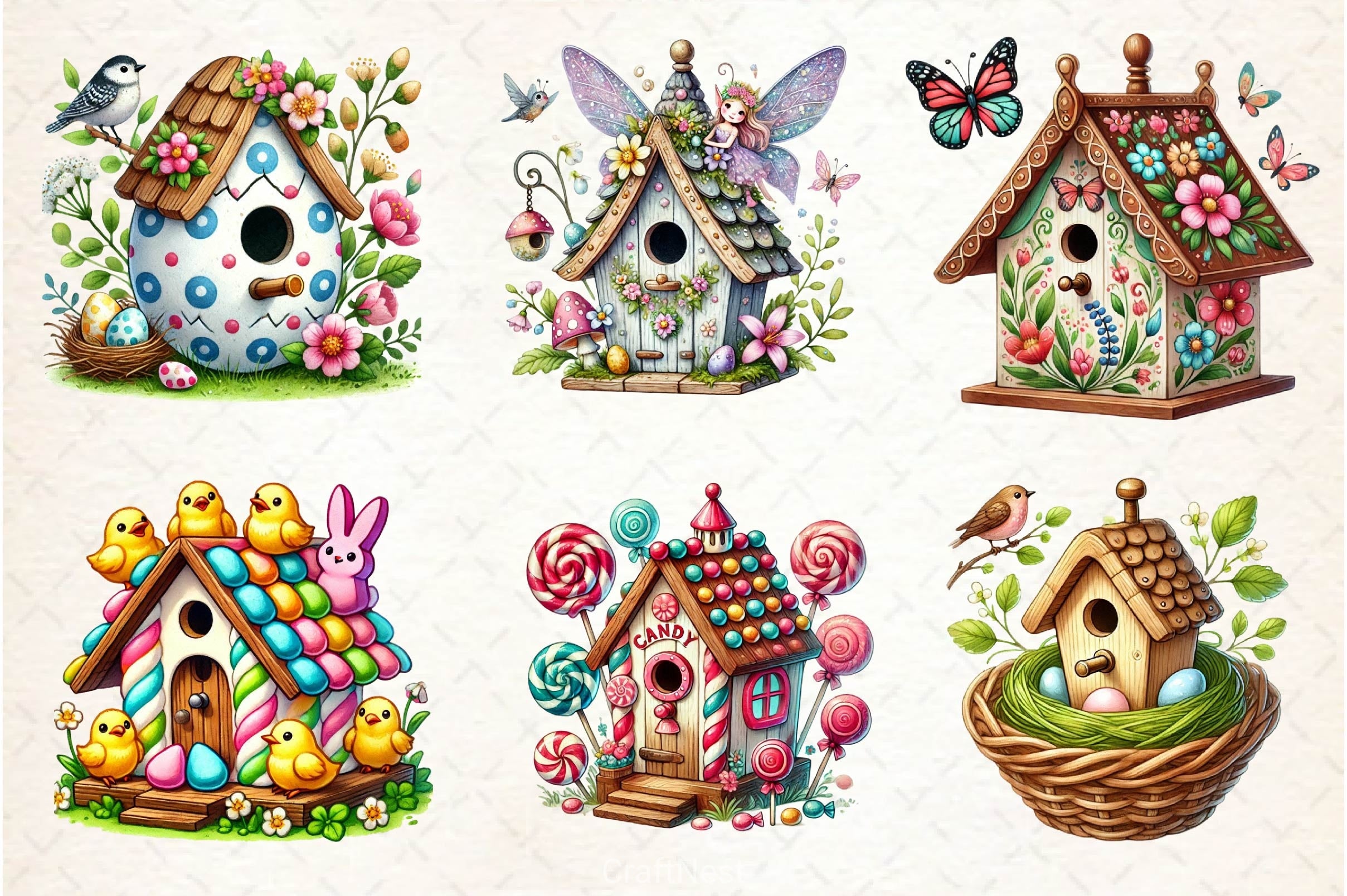 Easter Bird House Clipart Bundle 12 - CraftNest - Digital Crafting and Art