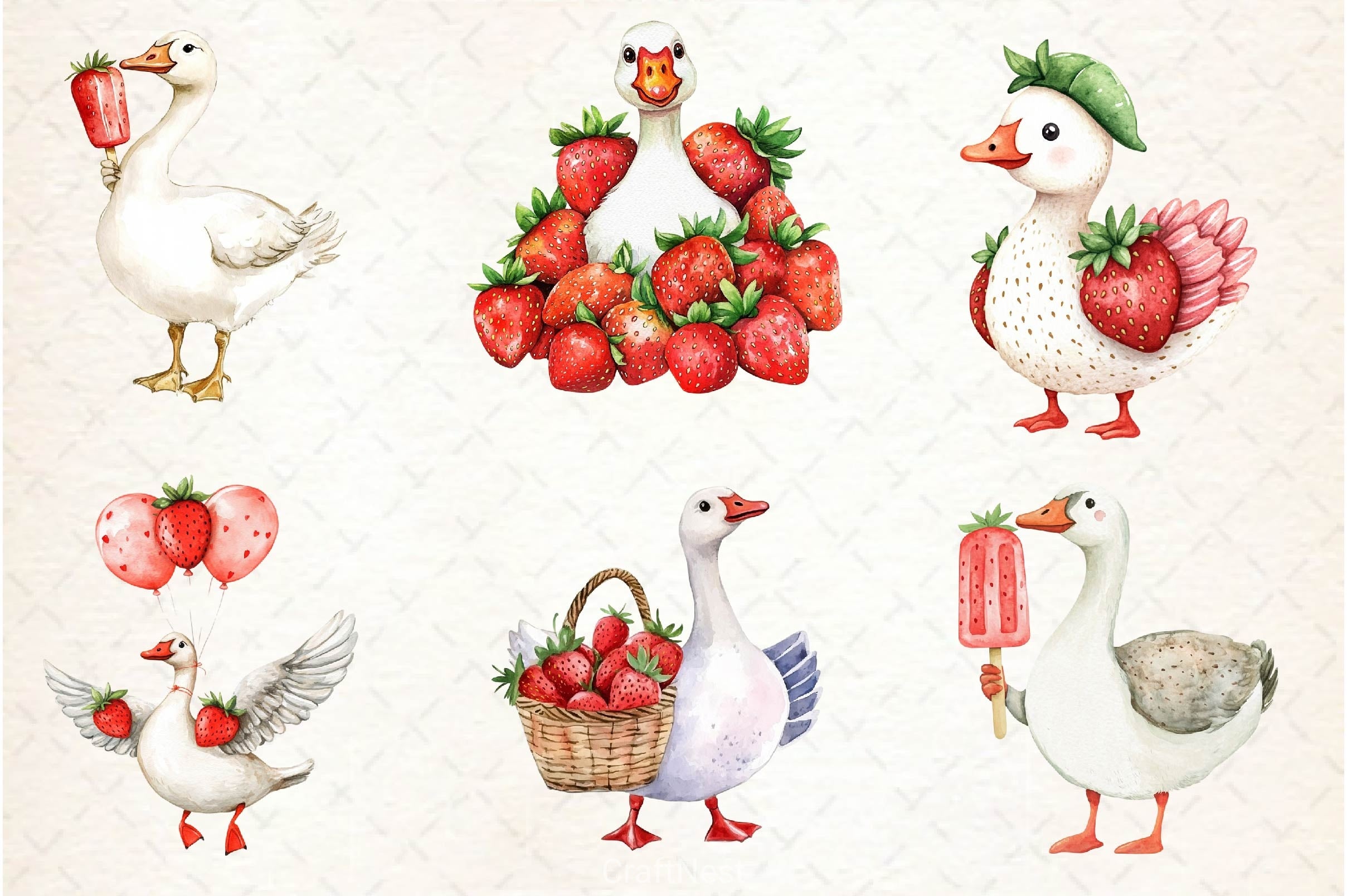 Strawberry Goose Clipart Bundle 2 - CraftNest - Digital Crafting and Art