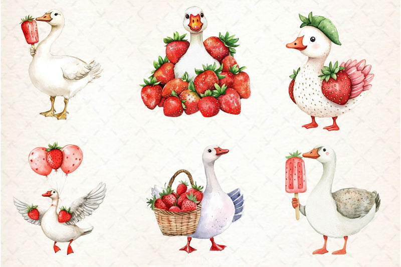 Strawberry Goose Clipart Bundle 2 - CraftNest - Digital Crafting and Art