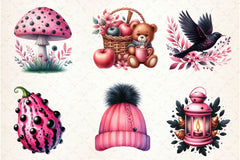 Pink Black Autumn Clipart Bundle 4 - CraftNest - Digital Crafting and Art