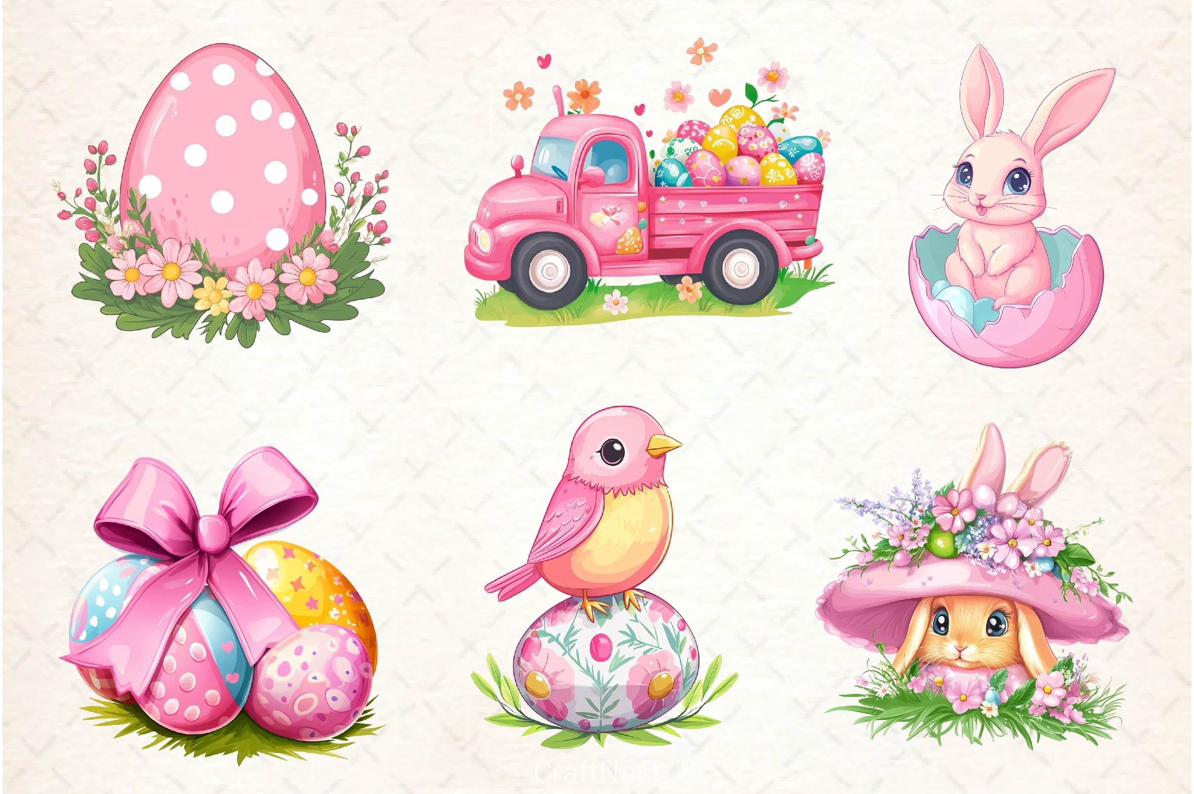 Pink Pastel Easter Clipart Bundle - CraftNest - Digital Crafting and Art