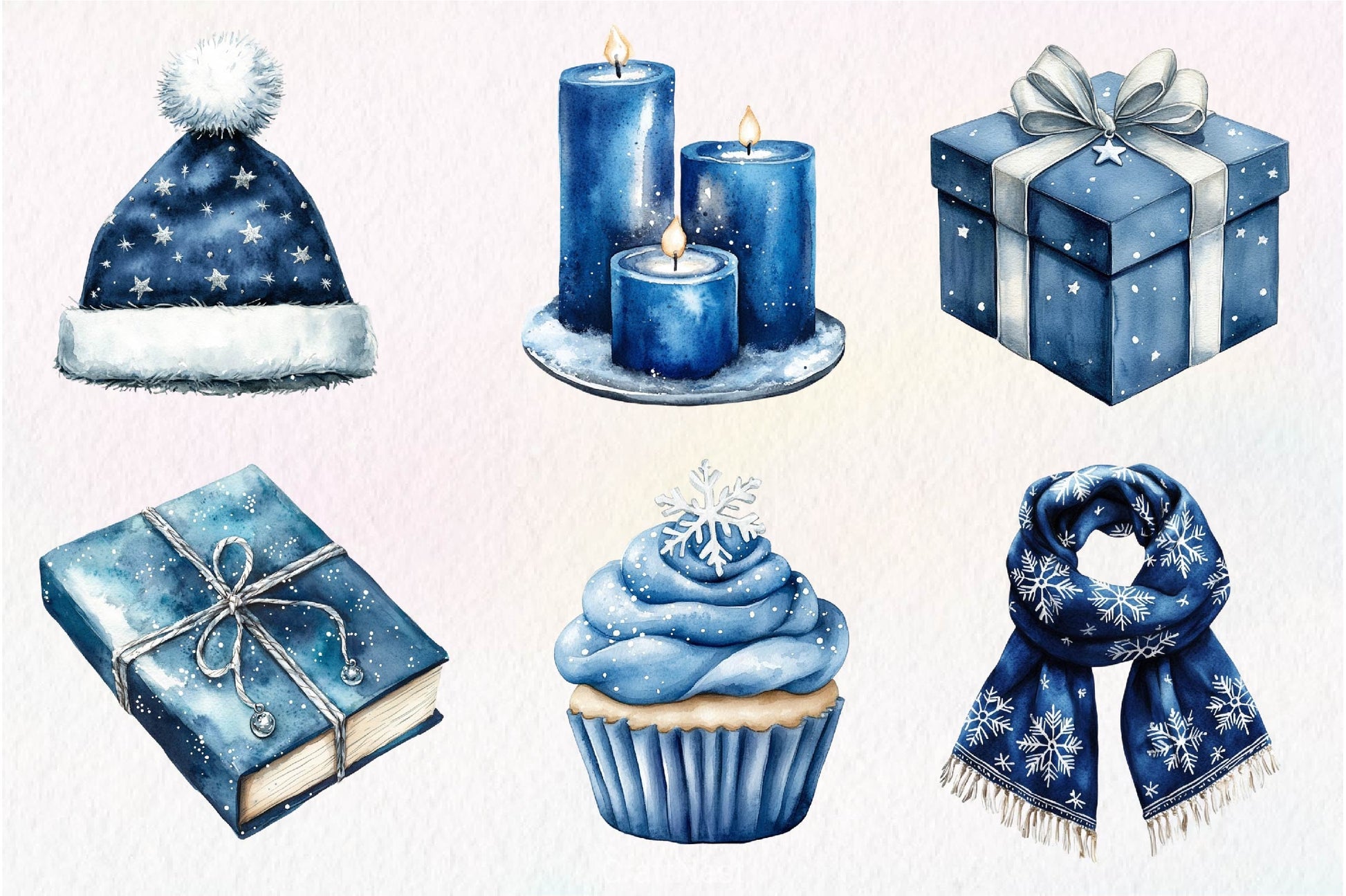 Navy Blue Winter Christmas Clipart Bundle - CraftNest - Digital Crafting and Art
