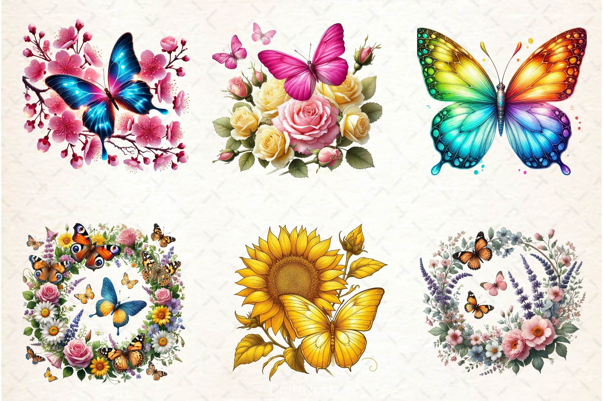 Spring Butterfly Flower Clipart Bundle - CraftNest - Digital Crafting and Art