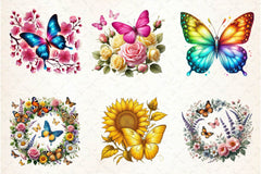 Spring Butterfly Flower Clipart Bundle - CraftNest - Digital Crafting and Art