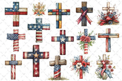 Vintage American Flag Cross Clipart Bundle - CraftNest - Digital Crafting and Art