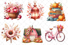 Pink Autumn Fall Clipart Bundle - CraftNest - Digital Crafting and Art