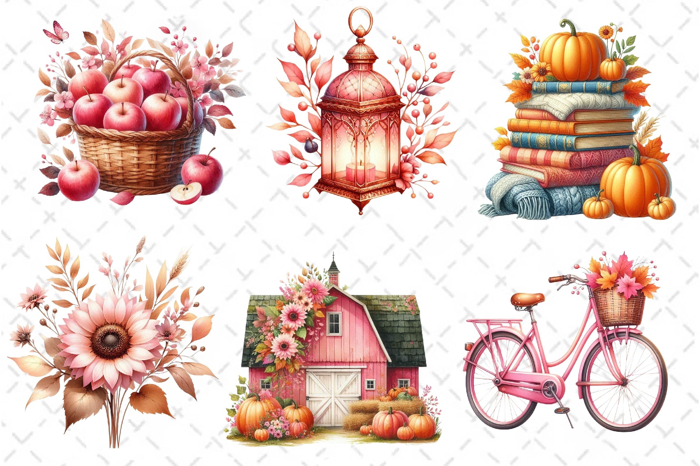 Pink Autumn Fall Clipart Bundle - CraftNest - Digital Crafting and Art
