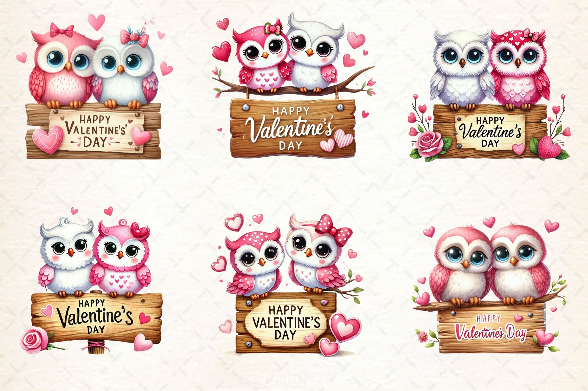 Valentine Cute Owls Clipart Bundle - CraftNest - Digital Crafting and Art