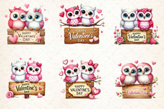 Valentine Cute Owls Clipart Bundle - CraftNest - Digital Crafting and Art