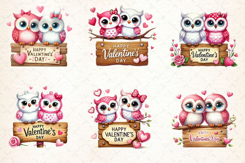 Valentine Cute Owls Clipart Bundle - CraftNest - Digital Crafting and Art