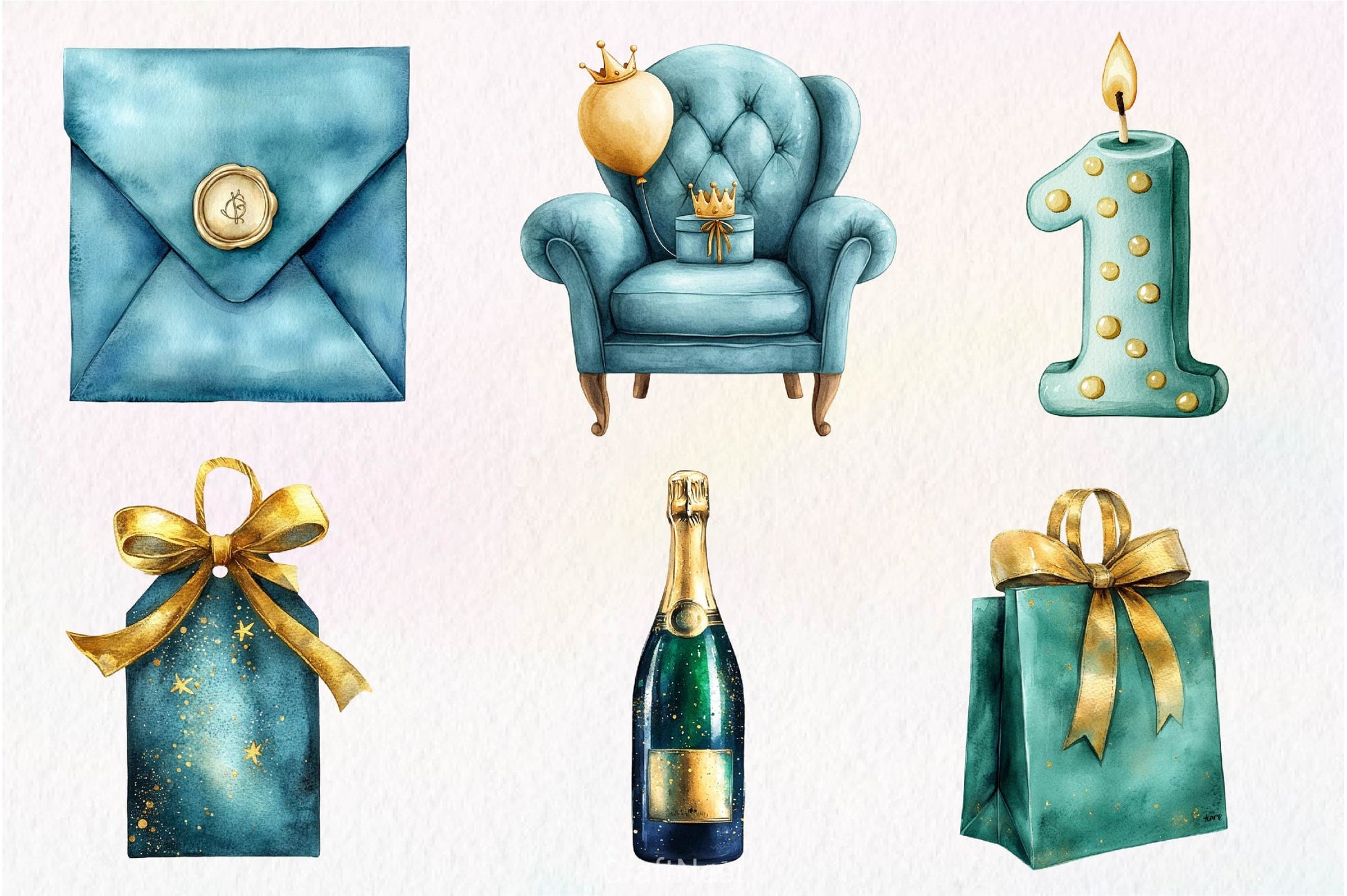 Teal Birthday Clipart Bundle - CraftNest - Digital Crafting and Art