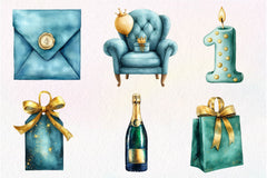 Teal Birthday Clipart Bundle - CraftNest - Digital Crafting and Art