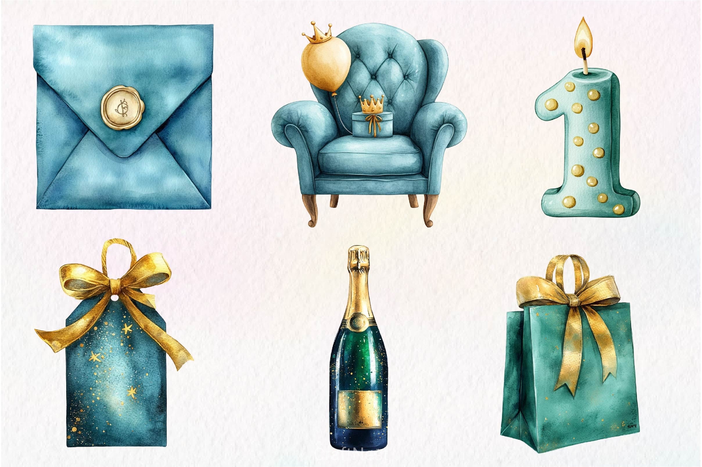 Teal Birthday Clipart Bundle - CraftNest - Digital Crafting and Art