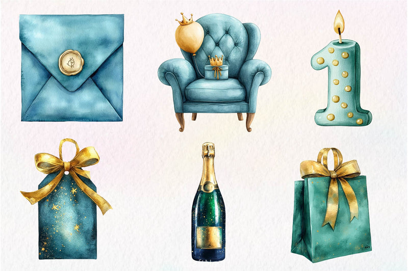 Teal Birthday Clipart Bundle - CraftNest - Digital Crafting and Art