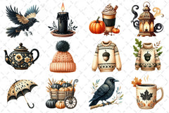 Beige Black Autumn Clipart Bundle - CraftNest - Digital Crafting and Art