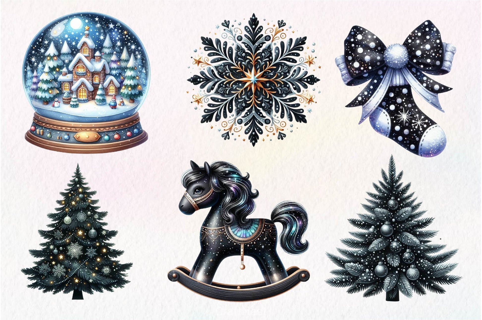 Black And White Christmas Clipart Bundle 2 - CraftNest - Digital Crafting and Art