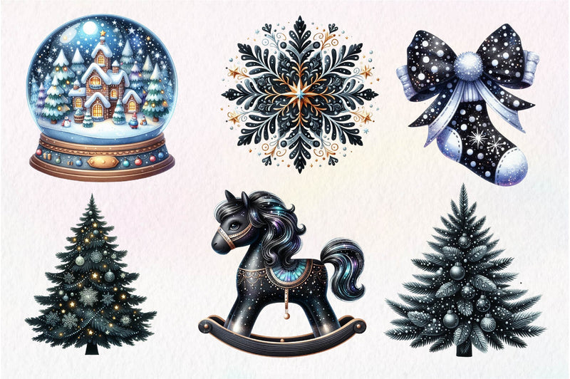 Black And White Christmas Clipart Bundle 2 - CraftNest - Digital Crafting and Art
