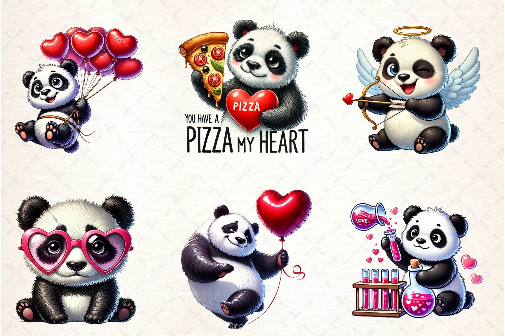 Valentine Panda Clipart Bundle 2 - CraftNest - Digital Crafting and Art