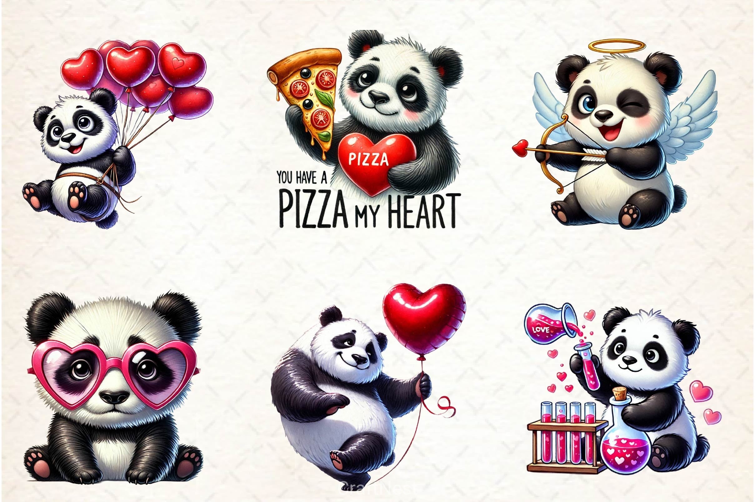 Valentine Panda Clipart Bundle 2 - CraftNest - Digital Crafting and Art