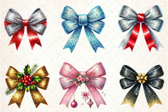 Glitter Coquette Christmas Bow Clipart Bundle - CraftNest - Digital Crafting and Art