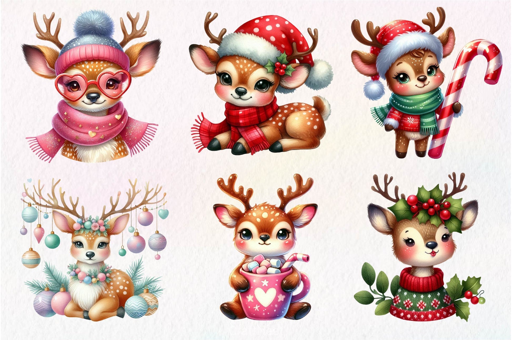 Christmas Cute Deer Clipart Bundle - CraftNest - Digital Crafting and Art