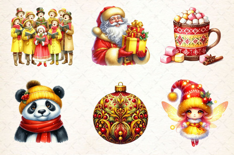 Yellow Christmas Clipart Bundle - CraftNest - Digital Crafting and Art