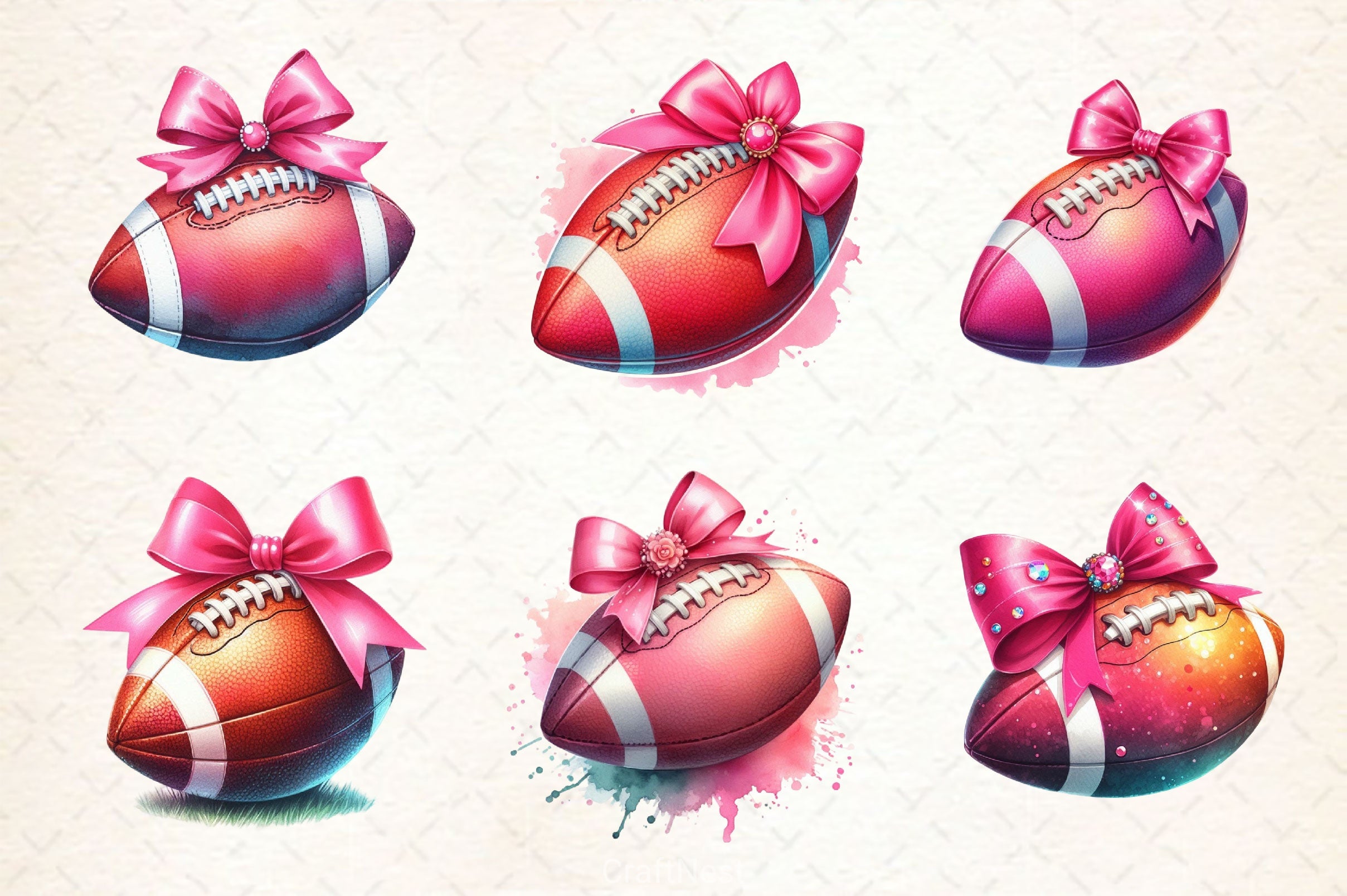 Coquette Pink Bow American Football Clipart Bundle - CraftNest - Digital Crafting and Art