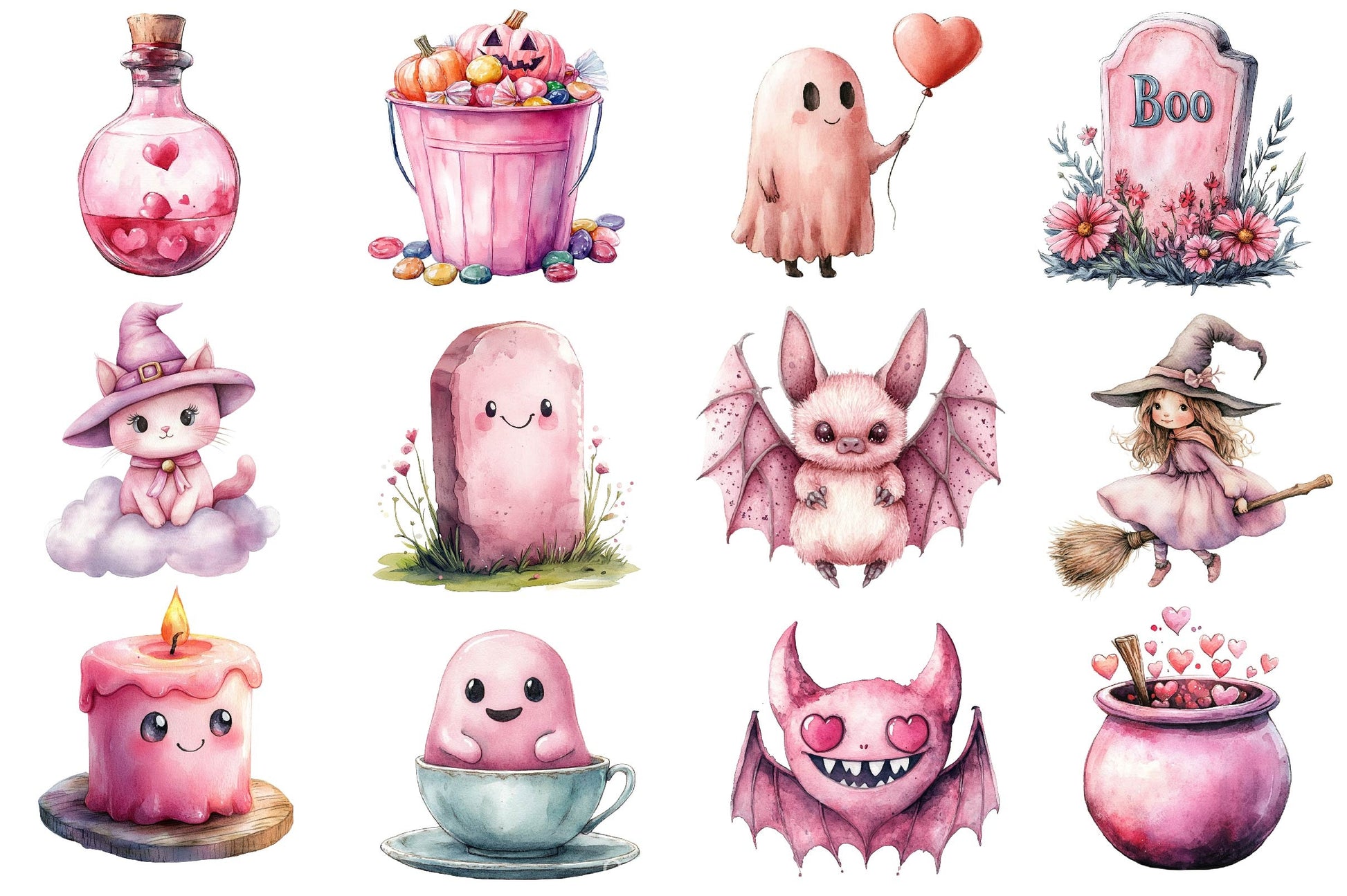 Charm Pink Halloween Clipart Bundle 2 - CraftNest - Digital Crafting and Art
