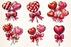 Glitter Valentine Lollipops Clipart Bundle - CraftNest - Digital Crafting and Art