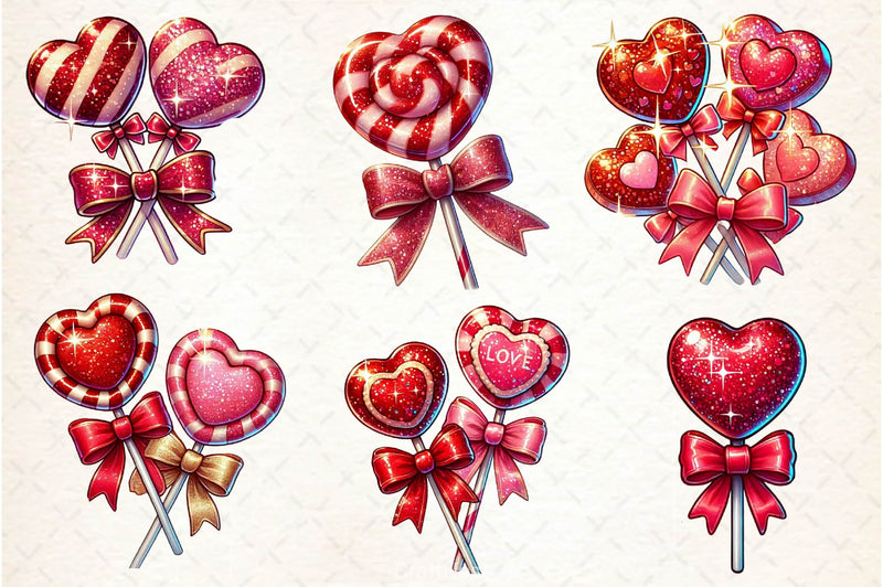 Glitter Valentine Lollipops Clipart Bundle - CraftNest - Digital Crafting and Art
