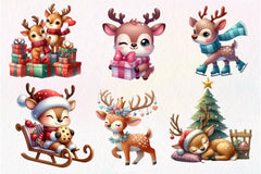 Cute Reindeer Christmas Clipart Bundle 3 - CraftNest - Digital Crafting and Art