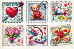 Valentine Postage Stamp Clipart Bundle - CraftNest - Digital Crafting and Art