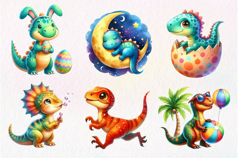 Cute Dinosaurs Clipart Bundle 3 - CraftNest - Digital Crafting and Art