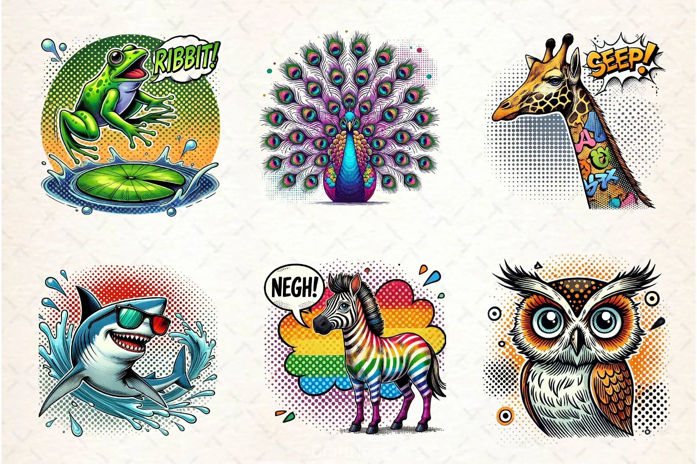 Pop Art Animals Clipart Bundle - CraftNest - Digital Crafting and Art