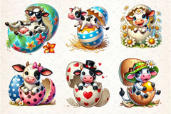 Easter Cow On Cracked Egg Clipart Bundle 2 - CraftNest - Digital Crafting and Art