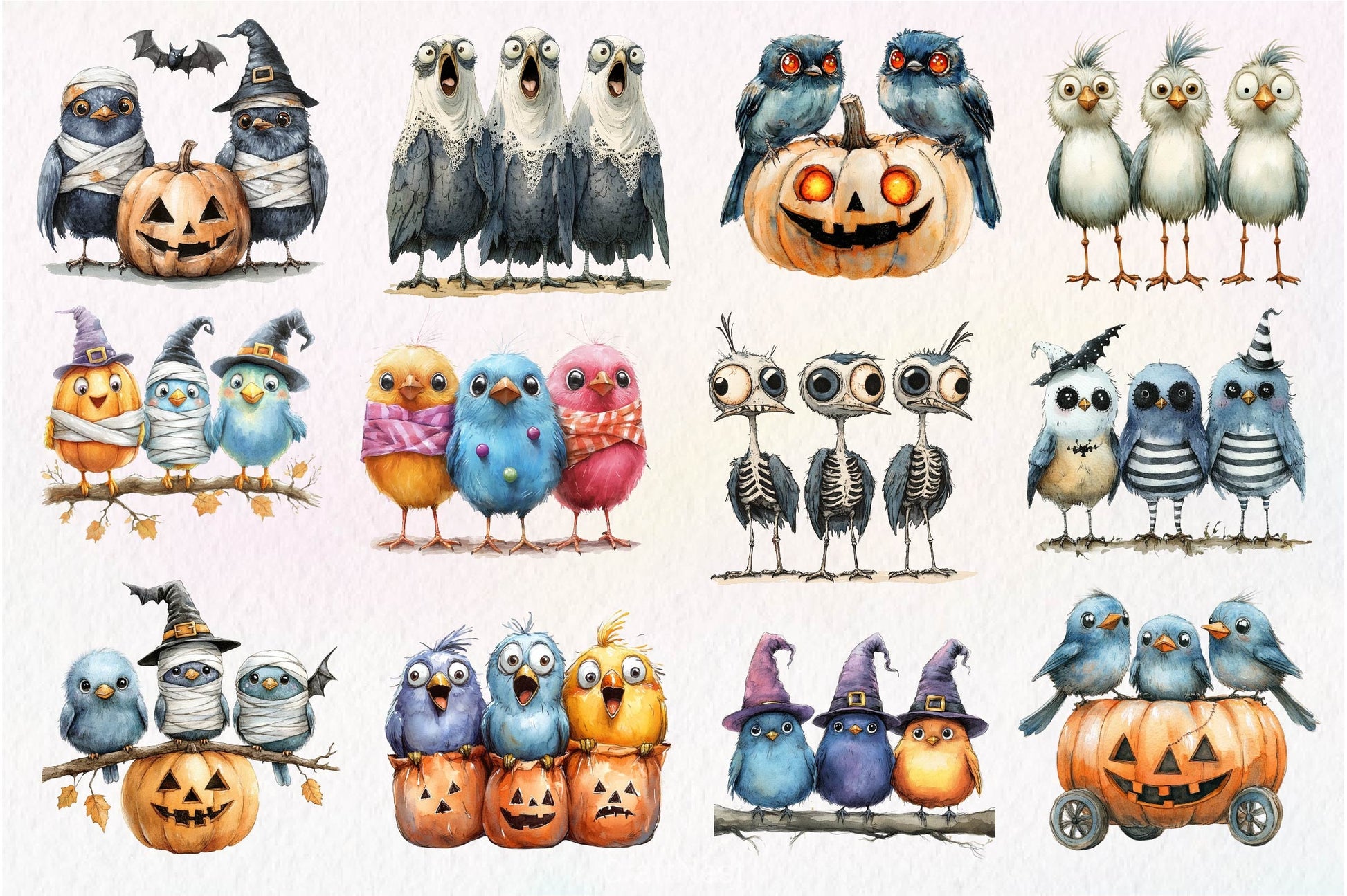 Halloween Quirky Birds Clipart Bundle - CraftNest - Digital Crafting and Art