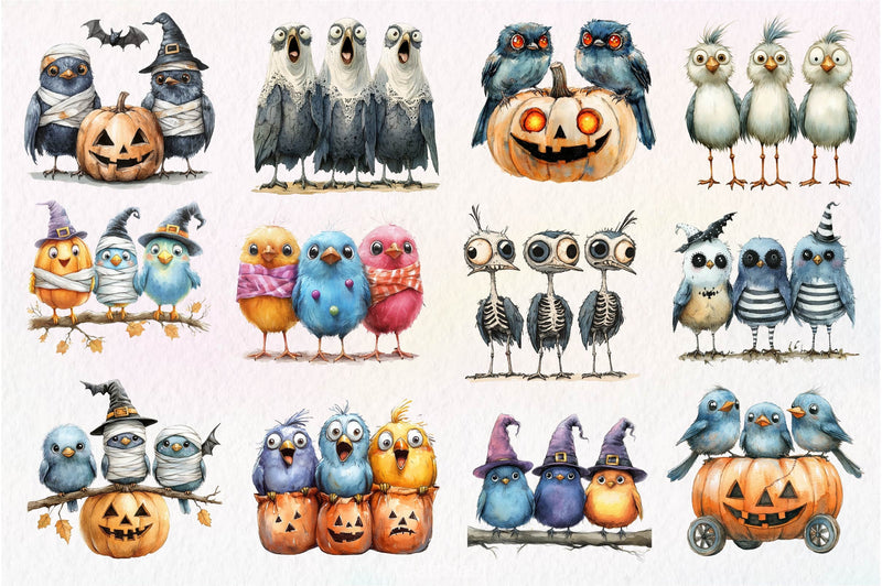 Halloween Quirky Birds Clipart Bundle - CraftNest - Digital Crafting and Art